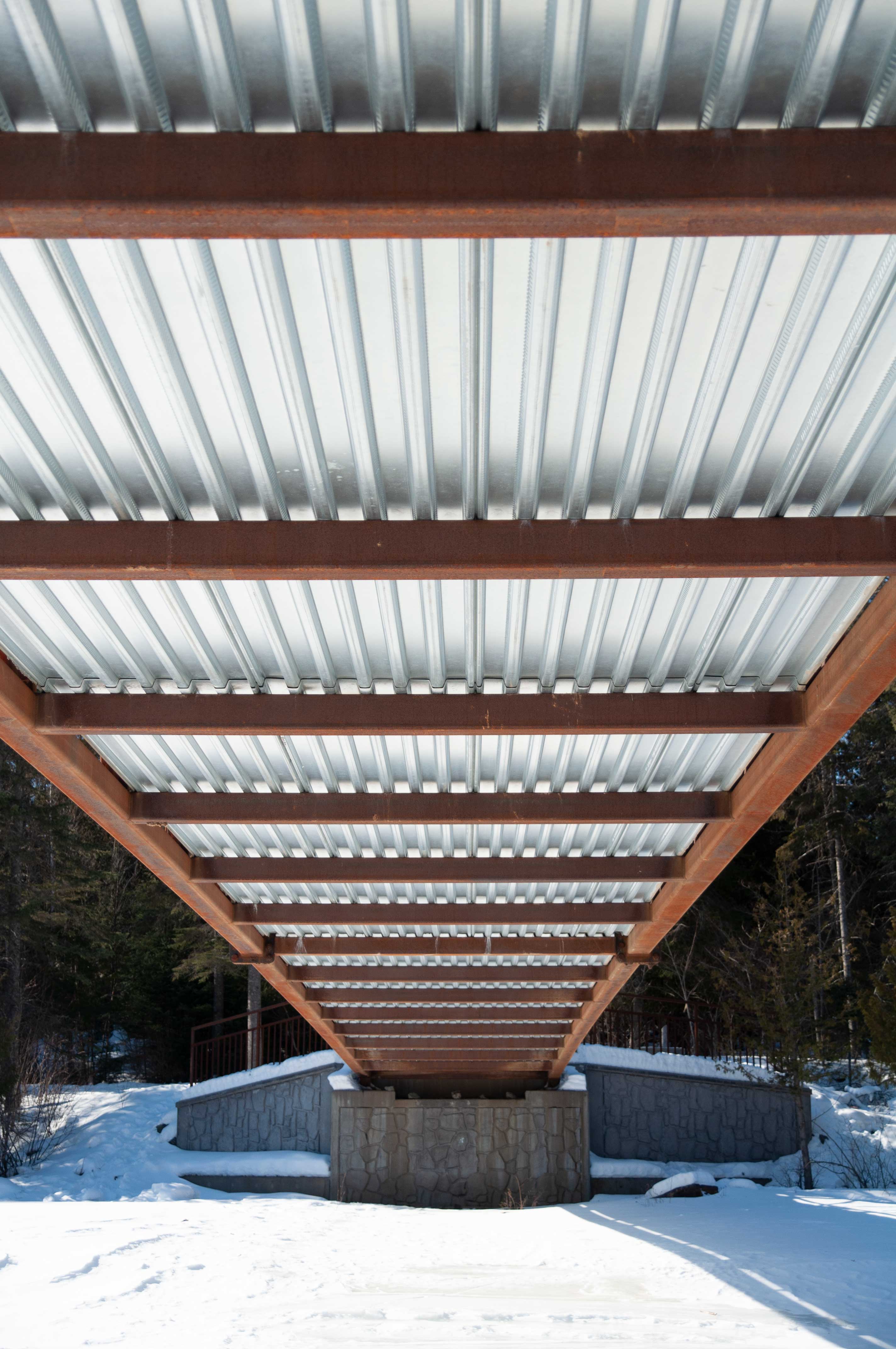 Bridge photographed from the underside.